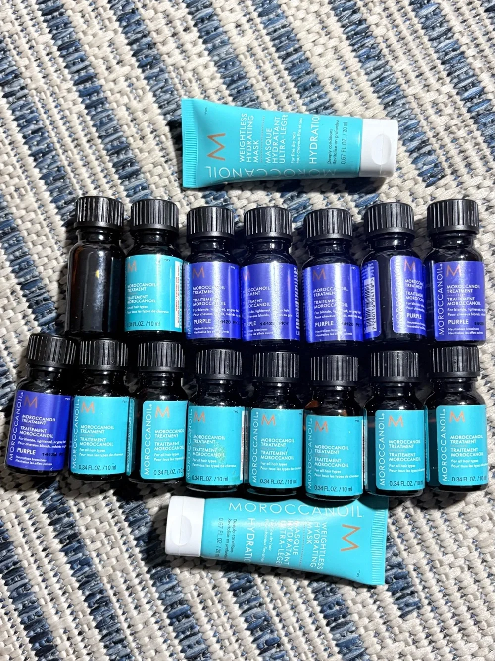 Moroccanoil Blue Bottles with Aqua Hydration Mask